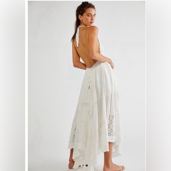 Free People Norina White Halter Boho Maxi Dress Size S - Picture 2 of 16
